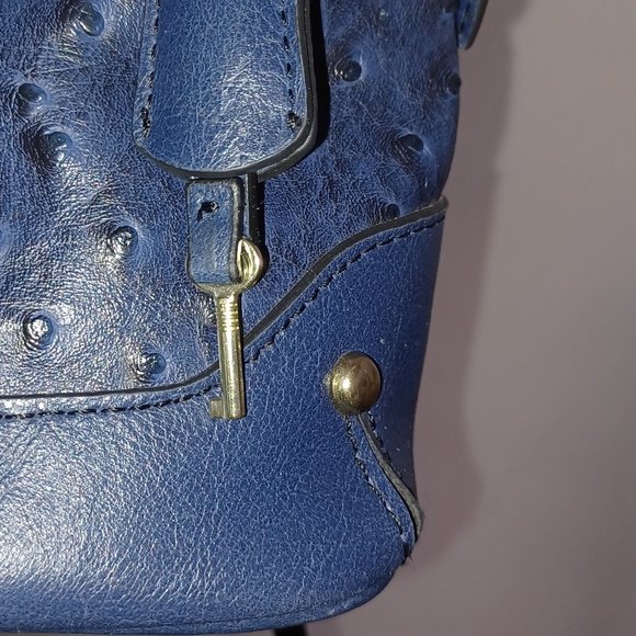 London Fog Navy Blue Handbag Lock and Key Satchel - Picture 3 of 5